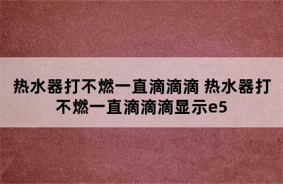 热水器打不燃一直滴滴滴 热水器打不燃一直滴滴滴显示e5